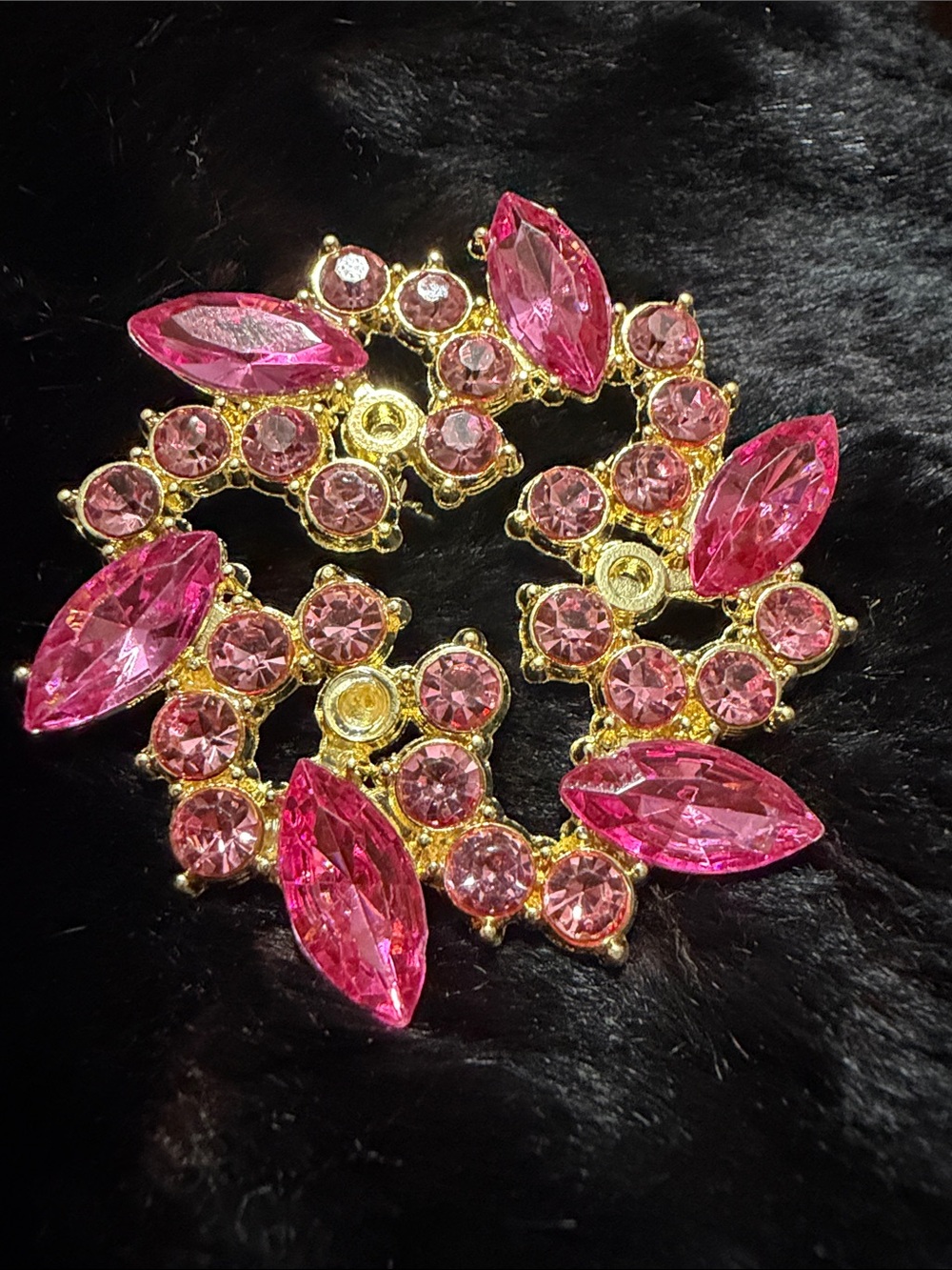 Gold-Tone Pink Crystal Brooch - Women's Jewelry